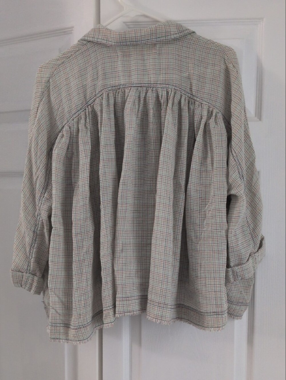 We The Free Neutral Multi-Color Plaid Button Front Shirt - Picture 7 of 8